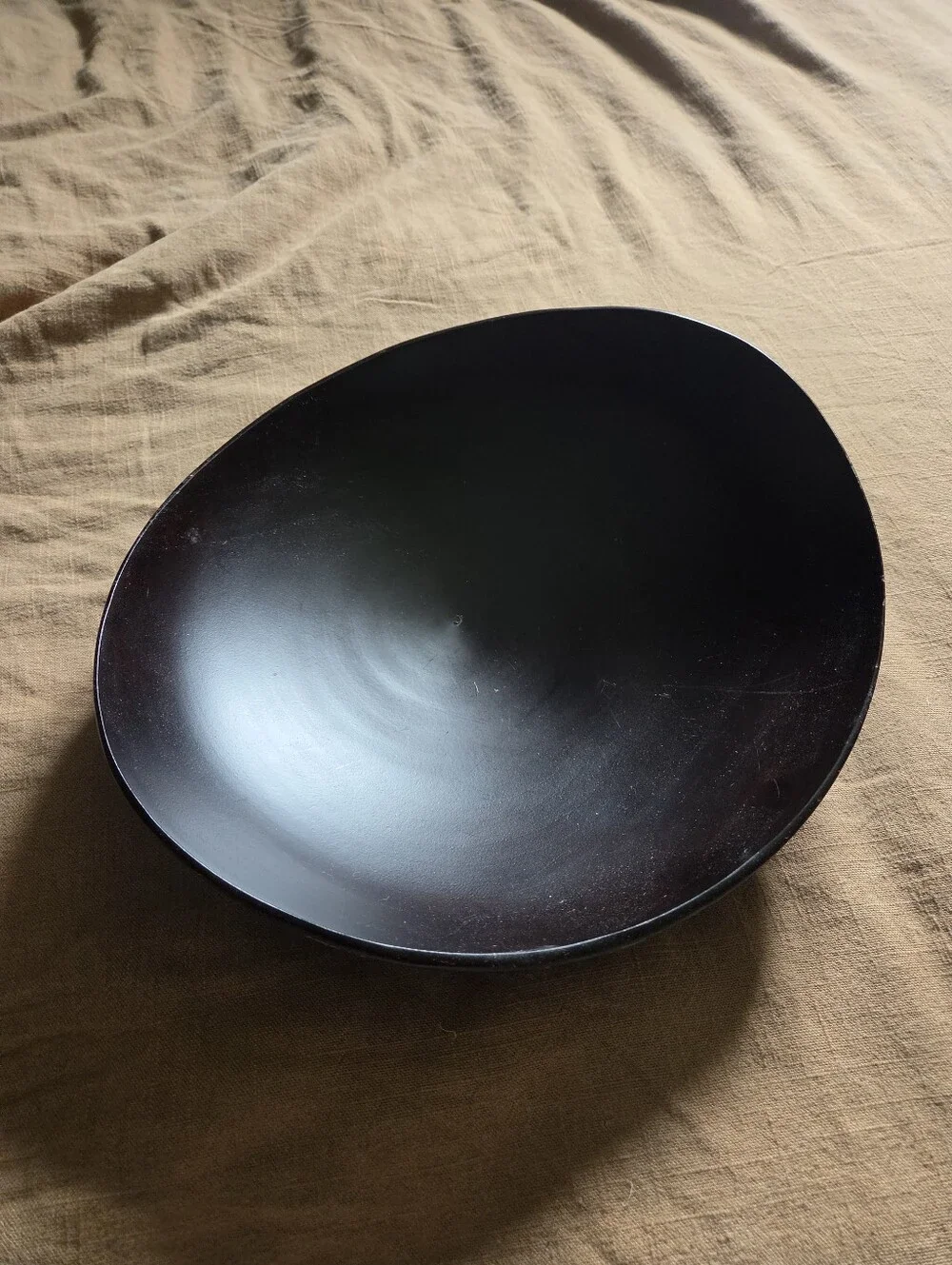 Crate & Barrel Modern Dark Wood Low Bowl / Catchall Tray